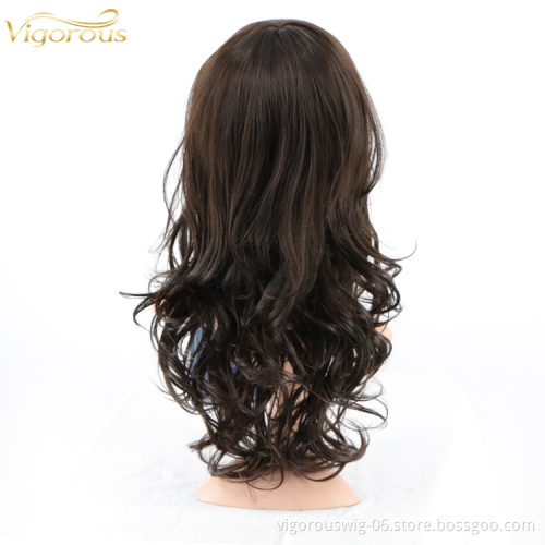 Vigorous Curly Side Part Long Wave for Women Synthetic Heat Resistant Party Wigs with bangs Natural Looking